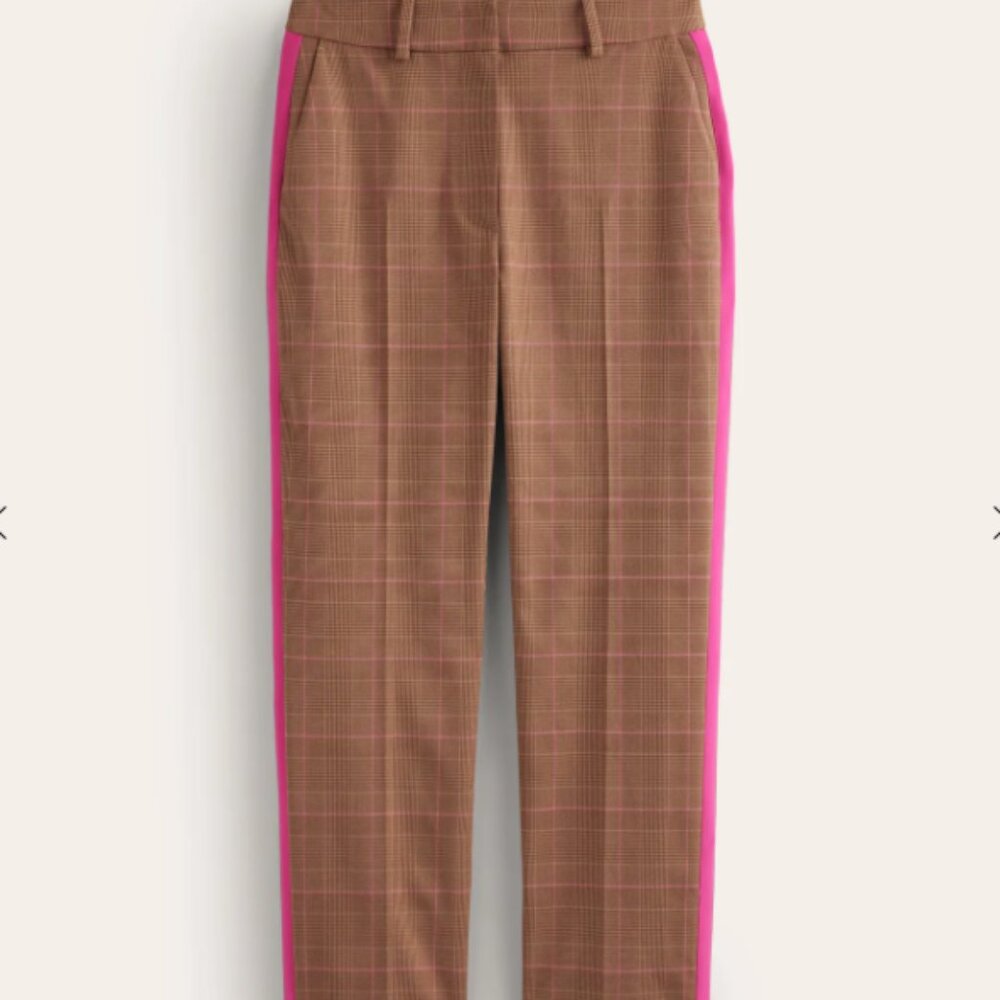 Boden women's kew check side stripe trousers pants size US10R
